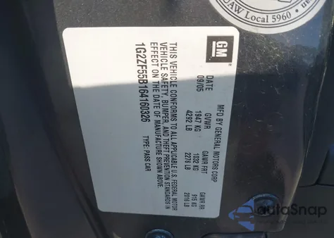 2006 Pontiac G6 from USA, damaged, VIN 1G2ZF55B164160326